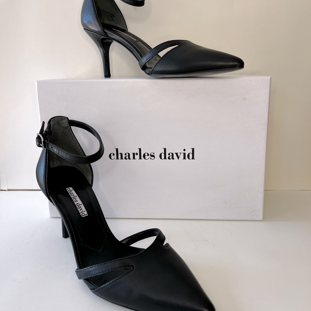 Black leather heels